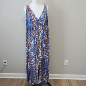 Bohemian Maxi Dress in Blue and Red